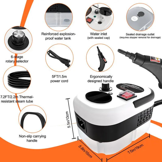 🌞Le printemps arrive : 50 % de réduction !💧Nettoyeur vapeur à main professionnel 2500 W – 6 niveaux – Nettoyage et dégraissage sans produits chimiques – Pour la cuisine, la salle de bain et la voiture – Haute température et haute pression