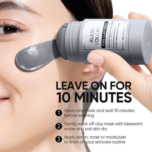 Bâtonnet d'argile volcanique d'Alaska – Masque facial pour éliminer les points noirs, nettoyer les pores en profondeur et exfolier en douceur