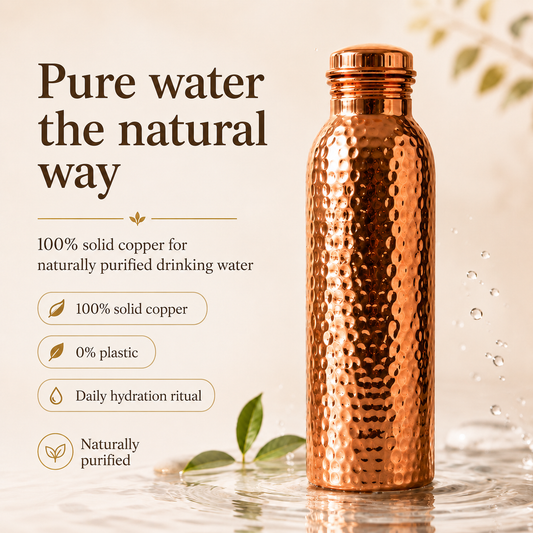 ❄️Promotion « Summer Fresh » : 50 % de réduction !💧Gourde haut de gamme en cuivre massif à 100 % – Sans plastique et inspirée de l'Ayurveda