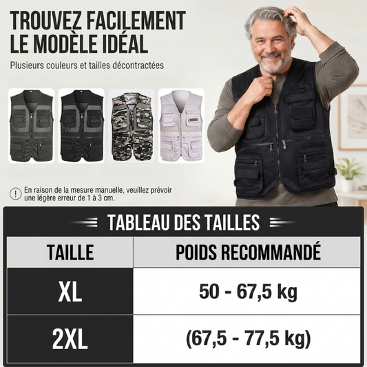Gilet multifonctionnel d'extérieur en soie glacée