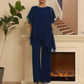 Deux-pièces pour femmes : Charmant top asymétrique & pantalon à jambes larges