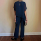 Deux-pièces pour femmes : Charmant top asymétrique & pantalon à jambes larges