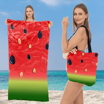 🏖️ Serviette de plage et sac à dos 2 en 1 – se transforme en sac à cordon – légère, anti-sable, avec poche zippée – idéale pour la piscine et les voyages
