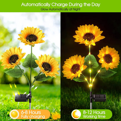 🌻 PROMO LIMITÉE 50% DE RÉDUCTION ! ✨ Lampe Solaire Tournesol de Jardin – Éclairage LED, Design Réaliste, 8h d‘Autonomie 🌙