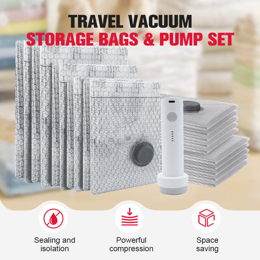🔥 50 % DE RÉDUCTION ! ✨ Kit de rangement de voyage : sacs sous vide et pompe portable