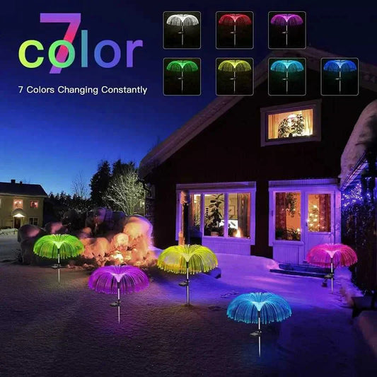 🎄✨ Lampe Solar Jellyfish magique | Lumière blanche chaude + lumière arc-en-ciel, étanche 💧