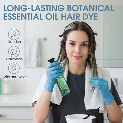 🎄 Offre Spéciale de Noël ! 🎁 COLORATION BOTANIQUE - 98% d'Ingrédients d'Origine Naturelle, Couverture des Cheveux Blancs et Brillance Intense, Soin Végétal aux Huiles Essentielles 🌸🧴