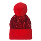 Bonnet d'hiver à pompon et paillettes scintillantes