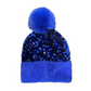 Bonnet d'hiver à pompon et paillettes scintillantes