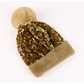 Bonnet d'hiver à pompon et paillettes scintillantes