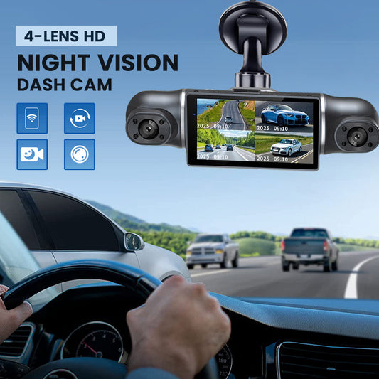 Caméra embarquée HD à vision nocturne à 4 objectifs