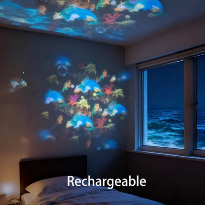🌊 50 % DE RÉDUCTION ! ✨ Projecteur magique – Images lumineuses tournantes et dynamiques, idéal pour les fenêtres et les murs, crée une ambiance magique 🐠