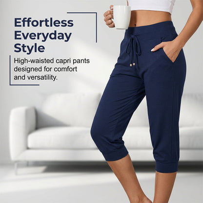 👖 56 % DE RÉDUCTION ! 🔥Pantalon de détente à taille basse avec cordon de serrage – Polyester doux, longueur capri et poches latérales (6 couleurs, S–3XL) 👖🌸