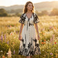 👗 49% de réduction✨Robe midi élégante à col en V et imprimé botanique🍂