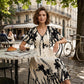 👗 49% de réduction✨Robe midi élégante à col en V et imprimé botanique🍂