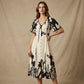 👗 49% de réduction✨Robe midi élégante à col en V et imprimé botanique🍂