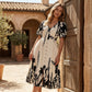 👗 49% de réduction✨Robe midi élégante à col en V et imprimé botanique🍂