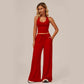 🌺50 % de réduction + livraison gratuite🎀 Ensemble haut court dos nu et pantalon large pour femme