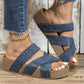 💐 PROMO EXCEPTIONNELLE -52% ! Sandales Compensées à Lanières Entrecroisées – Cuir Souple, Semelle Antidérapante ✨🌿 【Offre Limitée】