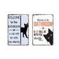 Panneau vintage en aluminium représentant une vache des Highlands : décoration murale de salle de bains en noir et blanc avec l'inscription humoristique « Are You Pooping? »