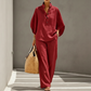 📢⏰👕 PROMO -53% ! Ensemble Femme – Haut Col Montant & Pantalon Large, Tissu Fluide, Style Décontracté Élégant (Multi-Couleurs)