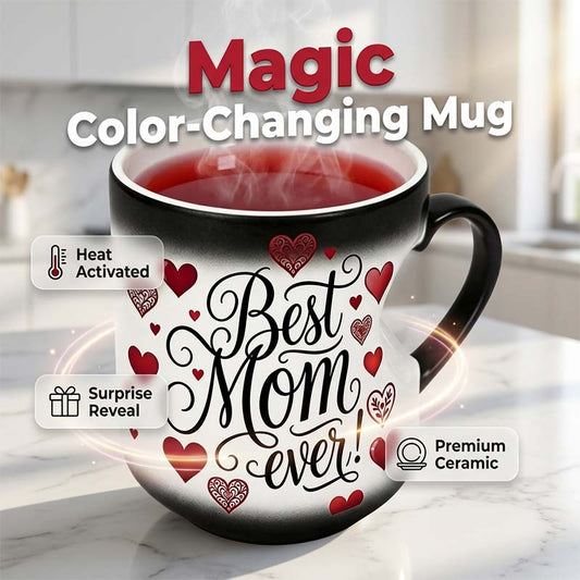 💝 Tasse qui change de couleur – « Best Mom Ever » | 15 oz • Idéale pour café ou thé