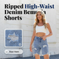 Bermuda en jean déchiré taille haute pour femme