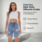 Bermuda en jean déchiré taille haute pour femme