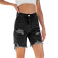 Bermuda en jean déchiré taille haute pour femme