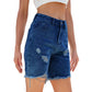 Bermuda en jean déchiré taille haute pour femme