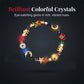 💫✨ PROMO LIMITÉE -50% ! Bracelet Céleste – Charme Soleil/Lune/Étoile, Cristaux Multicolores, Doré, Cadeau Parfait