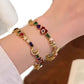 💫✨ PROMO LIMITÉE -50% ! Bracelet Céleste – Charme Soleil/Lune/Étoile, Cristaux Multicolores, Doré, Cadeau Parfait