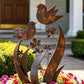 Piquet de jardin en métal « Oiseaux et fleurs » de style rustique