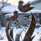 Piquet de jardin en métal « Oiseaux et fleurs » de style rustique