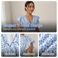 Robe longue à fleurs pour femme, col en V et manches flottantes