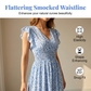 Robe longue à fleurs pour femme, col en V et manches flottantes