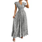 Robe longue à fleurs pour femme, col en V et manches flottantes
