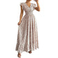 Robe longue à fleurs pour femme, col en V et manches flottantes