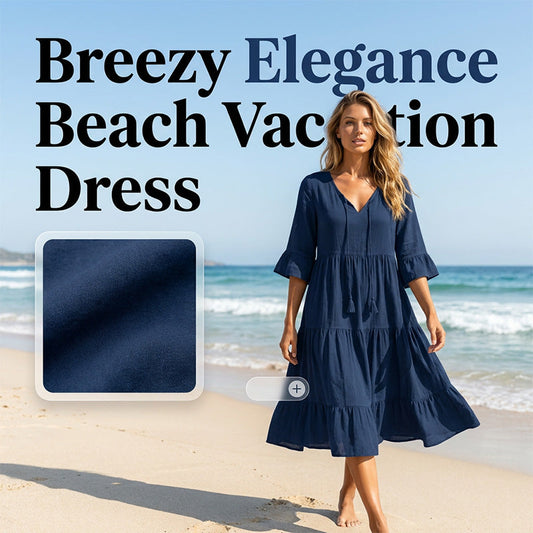 👗Women's V-Neck Tassel Tie Tiered Midi Dress