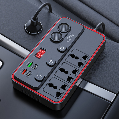 Chargeur de voiture multifonctionnel avec prises secteur et ports USB