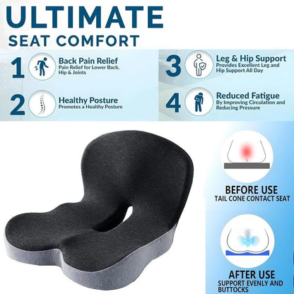 💐 -50% DE RÉDUCTION! Coussin en Mousse à Mémoire de Forme Respirant – Antidérapant & Soulage le Coccyx 🌬️🍑 【Aujourd'hui Seulement】