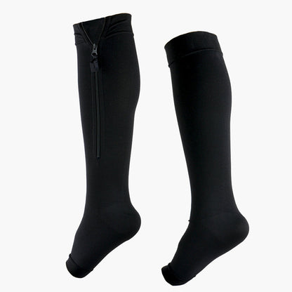 Chaussettes de sport de maintien montant jusqu'aux genoux avec fermeture à glissière