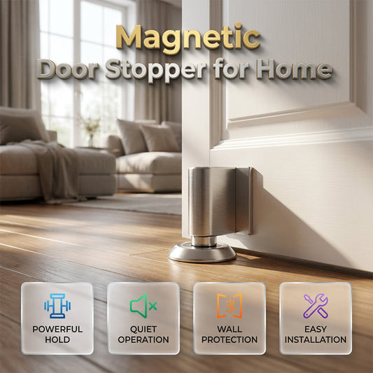 Magnetic Door Stopper with Drill-Free Option