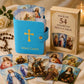 ✝️ Porte-images catholiques en cuir véritable – Organiseur de cartes de prière de poche avec fermeture à pression