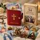 ✝️ Porte-images catholiques en cuir véritable – Organiseur de cartes de prière de poche avec fermeture à pression