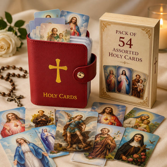 ✝️ Porte-images catholiques en cuir véritable – Organiseur de cartes de prière de poche avec fermeture à pression
