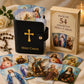✝️ Porte-images catholiques en cuir véritable – Organiseur de cartes de prière de poche avec fermeture à pression