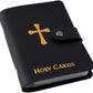 ✝️ Porte-images catholiques en cuir véritable – Organiseur de cartes de prière de poche avec fermeture à pression