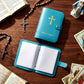 ✝️ Porte-images catholiques en cuir véritable – Organiseur de cartes de prière de poche avec fermeture à pression