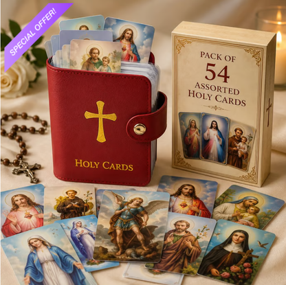 ✝️ Porte-images catholiques en cuir véritable – Organiseur de cartes de prière de poche avec fermeture à pression